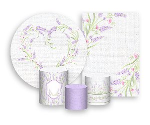 Kit 2 Painéis De Festa + Trio De Capas Cilindro - Coração de Lavanda 021