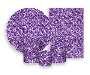 Kit 2 Painéis De Festa + Trio De Capas Cilindro - Efeito Lantejoulas Roxo Escuro 014