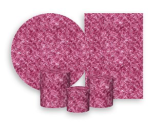 Kit 2 Painéis De Festa + Trio De Capas Cilindro - Efeito Lantejoulas Pink 015