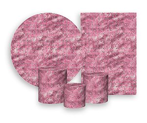 Kit 2 Painéis De Festa + Trio De Capas Cilindro - Efeito Lantejoulas Rosa 016