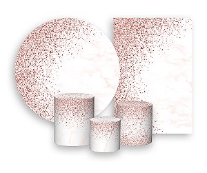 Kit 2 Painéis De Festa + Trio De Capas Cilindro - Efeito Glitter Rose 023