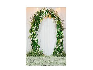 Fundo Fotográfico 1,50 x 2,20 - Namorados Arco de Flores Branca 034