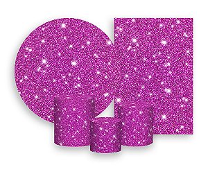 Kit 2 Painéis De Festa + Trio De Capas Cilindro - Efeito Glitter Roxo 031