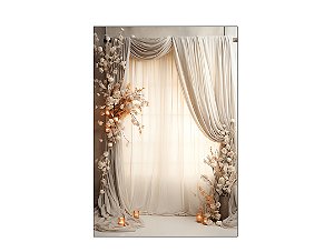 Fundo Fotográfico 1,50 x 2,20 - Cortina com Flores Dia das Mães 119