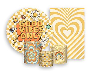Kit 2 Painéis De Festa + Trio De Capas Cilindro - Good Vibes Only Elementos 005