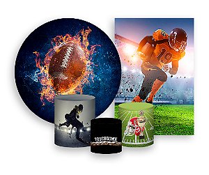 Kit 2 Painéis De Festa + Trio De Capas Cilindro - Jogador de Futebol Americano 004