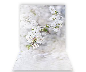 Fundo Fotográfico 1,50 x  2,70 - Gestante Flores Cerejeira Branca 081