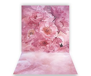 Fundo Fotográfico 1,50 x  2,70 -  Gestante Flores Rosa Efeito Esfumaçado 092
