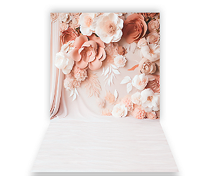 Fundo Fotográfico 1,50 x  2,70 - Gestante Efeito Papel Floral 136