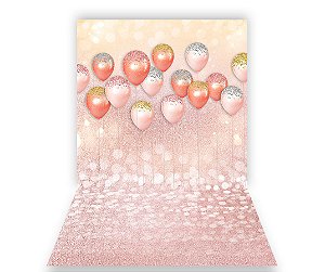 Fundo Fotográfico 1,50 x  2,70 - Balões Rose Gold 002