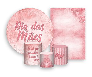 Kit 2 Painéis De Festa + Trio De Capas Cilindro - Dia das Mães Rose 015