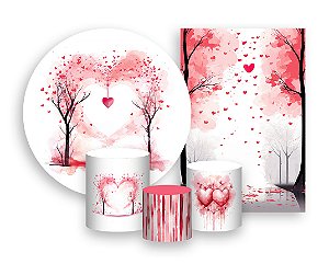 Kit 2 Painéis De Festa + Trio De Capas Cilindro - Dia dos Namorados Chuva de Amor 020