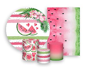 Kit 2 Painéis De Festa + Trio De Capas Cilindro - Fruta Melancia e Listras 002