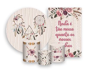 Kit 2 Painéis De Festa + Trio De Capas Cilindro - Filtro dos Sonhos Floral 009