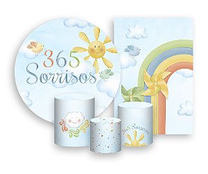 Kit 2 Painéis De Festa + Trio De Capas Cilindro - 365 Sorrisos Aquarela 017