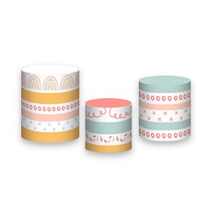 Trio De Capas De Cilindro - Arco-íris Boho Rosado 001