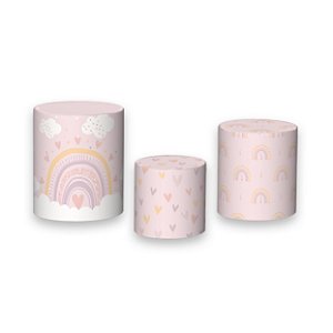 Trio De Capas De Cilindro - Arco-íris Boho Rosa 002