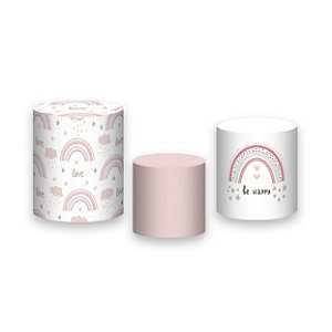 Trio De Capas De Cilindro - Arco-íris Boho Cute Rosa 003