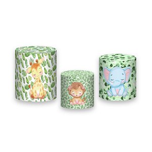 Trio De Capas De Cilindro - Safari Animais e Folhagens 021