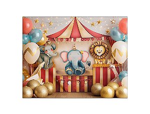 Fundo Fotográfico 1,55 x 1,20 - Tenda Circo Vermelho e Dourado 025