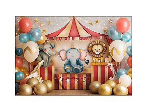 Fundo Fotográfico 2,20 x 1,50 - Tenda Circo Vintage Vermelho e Dourado 026