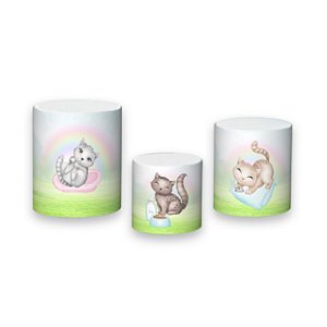 Trio De Capas De Cilindro - Gatinho no Jardim Aquarela 039