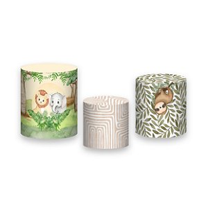 Trio De Capas De Cilindro - Safari Verde e Bege 046
