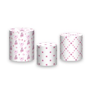 Trio De Capas De Cilindro - Bailarina Rosa com Flores 003