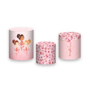 Trio De Capas De Cilindro - Bailarinas Rosa Floral 011