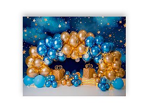 Fundo Fotográfico 1,55 x 1,20 -  Realeza Azul com Estrelinhas 004