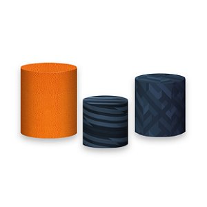 Trio De Capas De Cilindro - Basquete Estampa Azul e Laranja 005
