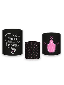 Trio De Capas De Cilindro - Chá de Cozinha Preto com Rosa 012