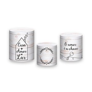 Trio De Capas De Cilindro - Chá de Casa Nova Efeito Madeira Branca 013
