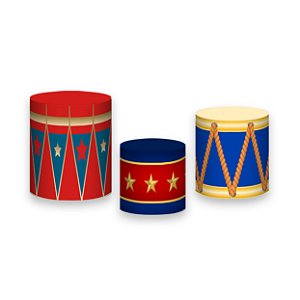 Trio De Capas De Cilindro - Circo Clássico Vermelho com Dourado 002