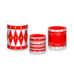 Trio De Capas De Cilindro - Circo Vermelho e Branco 007