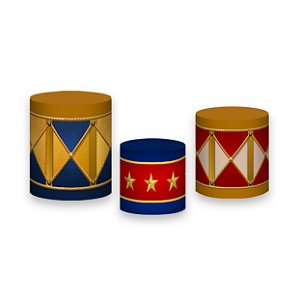 Trio De Capas De Cilindro - Circo Azul com Dourado 012