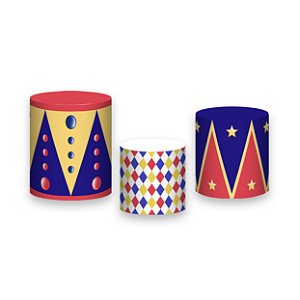 Trio De Capas De Cilindro - Circo Tradicional Vermelho e Azul 024