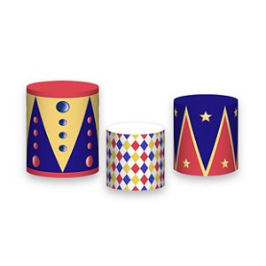 Trio De Capas De Cilindro - Circo Tradicional Vermelho e Azul 024