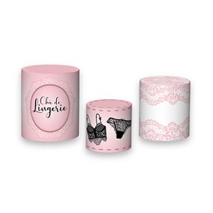 Trio De Capas De Cilindro - Chá de Lingerie Rosa e Preto 001