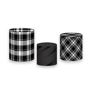 Trio De Capas De Cilindro - Estampa Xadrez Preto e Branco 009