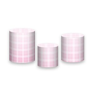 Trio De Capas De Cilindro - Xadrez Degradê Rosa Suave 017