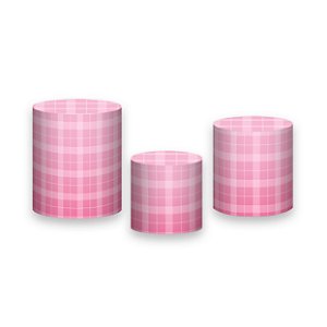 Trio De Capas De Cilindro - Xadrez Degradê Rosa 018