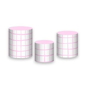 Trio De Capas De Cilindro - Estampa Grid Quadriculada Rosa 043