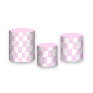 Trio De Capas De Cilindro - Estampa Quadriculada Rosa 044