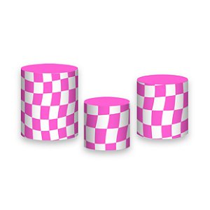 Trio De Capas De Cilindro - Estampa Quadriculada Pink 045