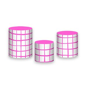 Trio De Capas De Cilindro - Estampa Grid Quadriculada Pink 050