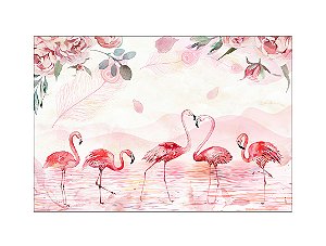 Fundo Fotográfico 2,20 x 1,50 - Flores e Flamingos 088