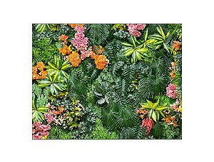 Fundo Fotográfico 1,55 x 1,20 - Efeito Muro Verde de Folhagens e Flores 117