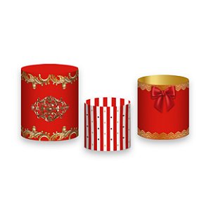 Trio De Capas De Cilindro - Realeza Vermelho com Dourado 004