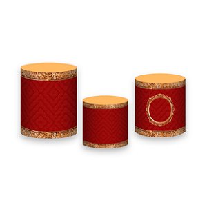 Trio De Capas De Cilindro - Realeza Capitone Vermelho 017